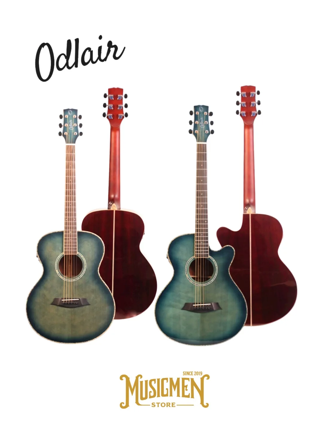 ￼Odlair Denim Series Blue Denim Gitar Akustik Elektrik Acoustic Electric Solid Spruce Fishman ISYS+